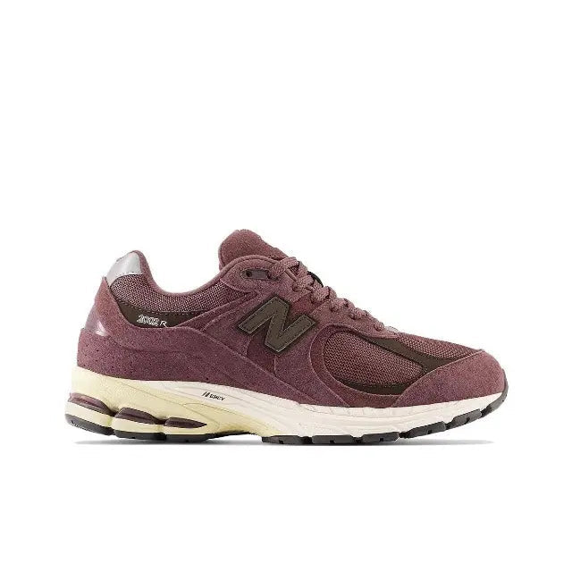 New Balance 2002R burgundy mesh suede sneaker with N logo and white sole