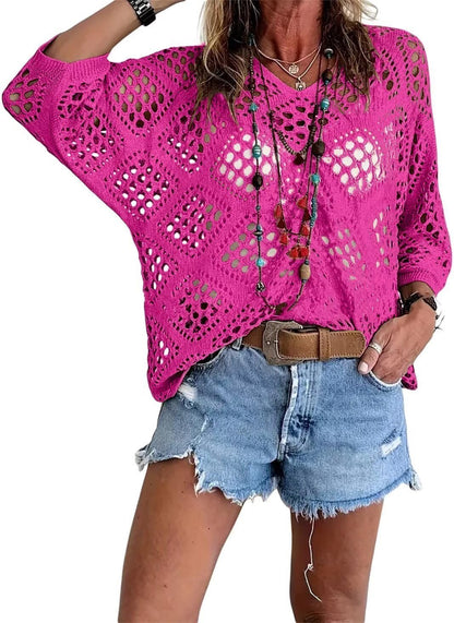 ? Handmade Crochet V‚ÄêNeck Boho Top | Apricot Summer Essential