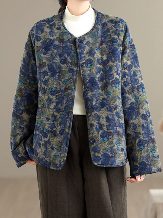 Vintage Floral Padded Jacket – Cozy, Loose-Fit Winter Outerwear