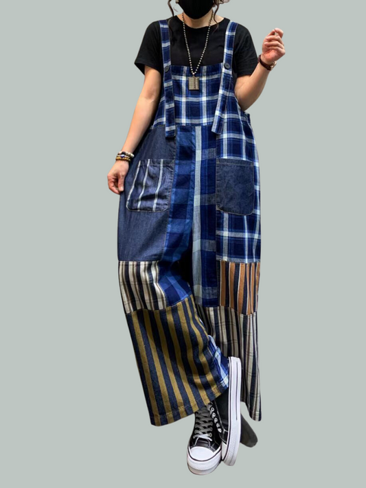 Women's Striped Overalls - Functional Pocket Design | Eva Trends