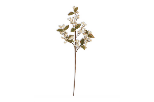 27" Cream Berry Spray w/ Green Leaves