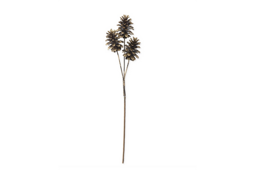 28" Gold Glitter Brown Pinecone Stem