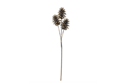 28" Gold Glitter Brown Pinecone Stem