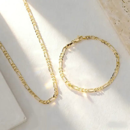 Elegant 2-Piece 18K Gold Jewelry Set ‚Äì Bracelet & Necklace for Men & Women