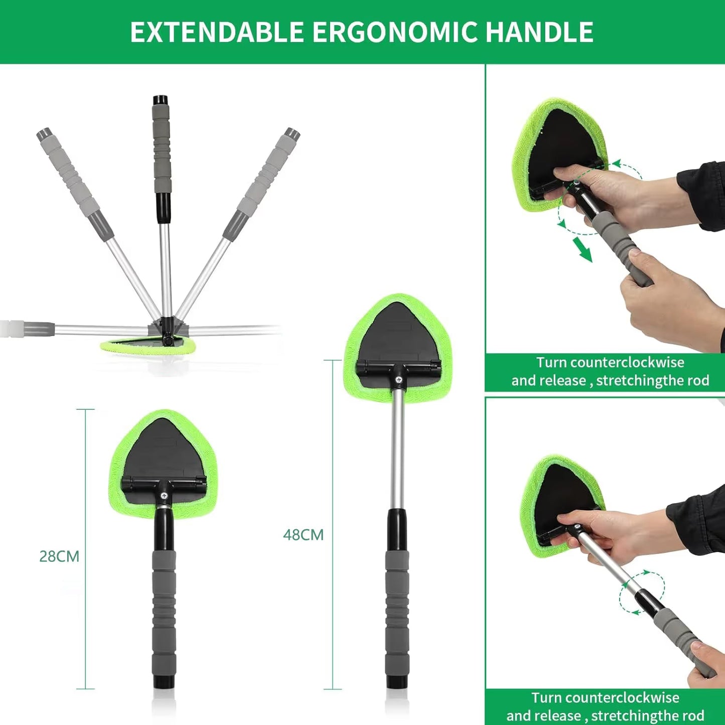 üî•Microfiber Car Windshield Cleaning Tool with Extendable Handle