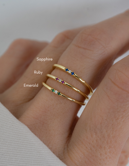 Sapphire 3 Stone Diamond Ring