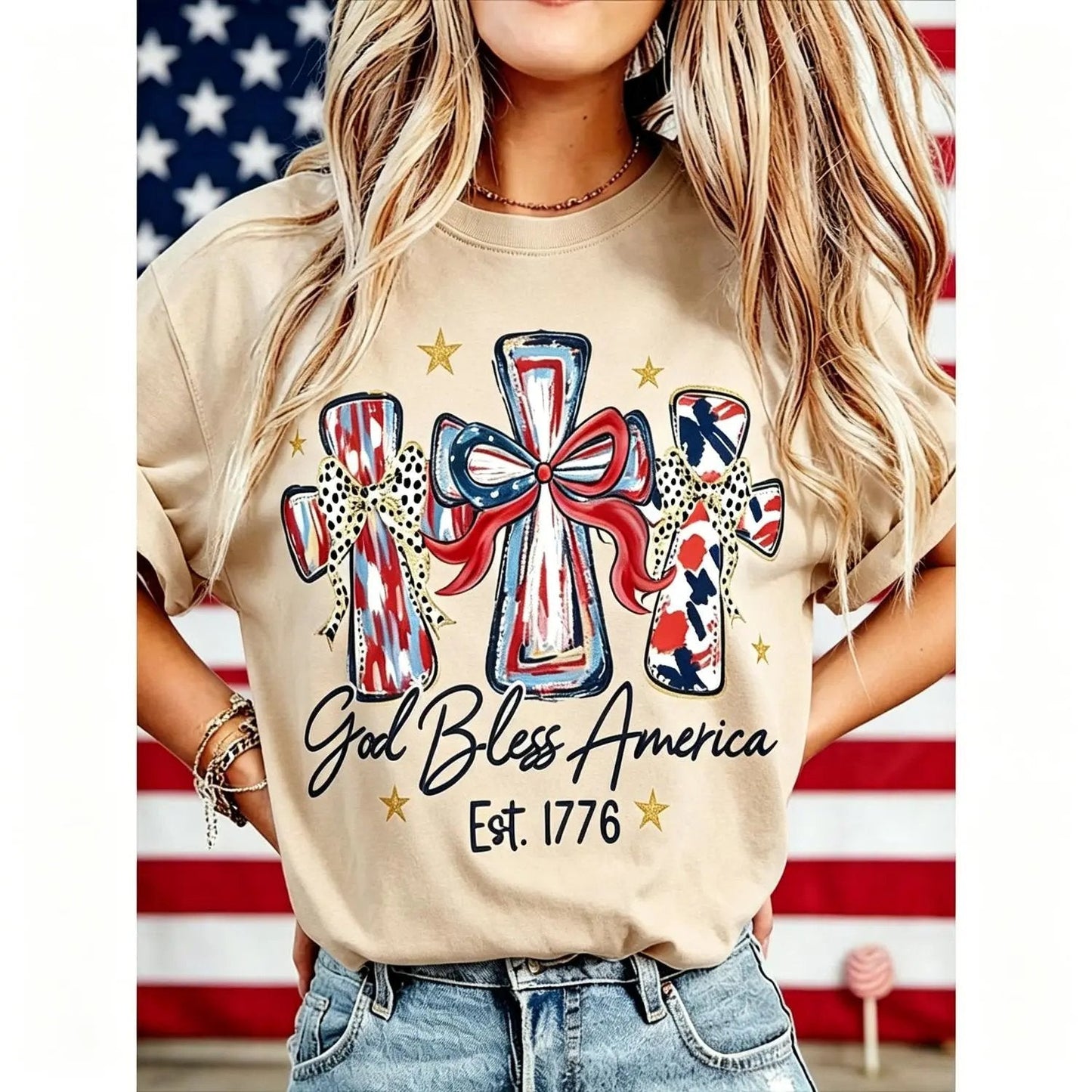 ‚≠ê God Bless America Women T-Shirt - Vintage 250th Anniversary USA Gift TeeüéÜ