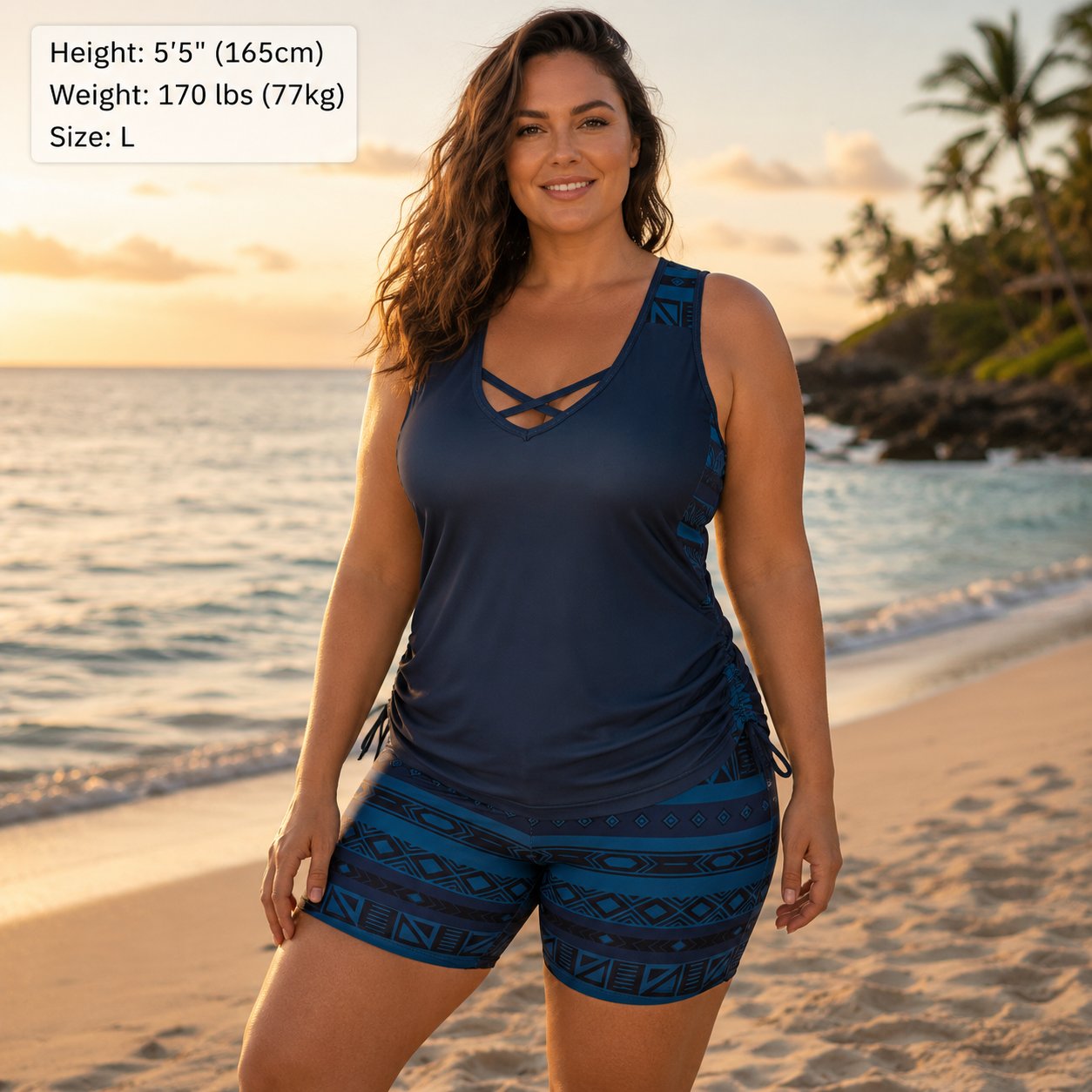 Women's Tummy Control Tankini Set with Built-In Bra ‚Äì Flattering Boho Swimwear with Shortsüíù