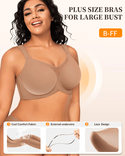 üíêWomen's Elegant Sheer Full Coverage Minimizer Bra ‚ú® Plus Size for Large Busts | No Digging, No Spillage & Ultra Comfy