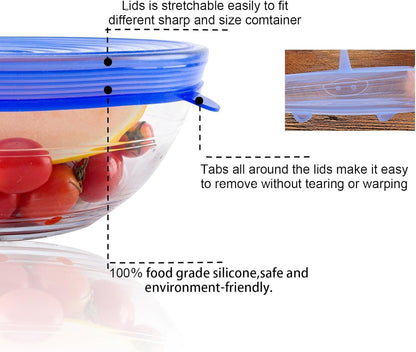 Silicone Cover Stretch Lids Reusable Airtight Food Wrap Covers