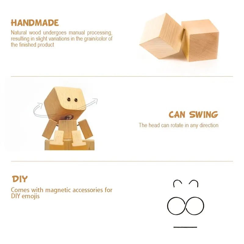 üî•Charming Little Wooden Figure That Sways with 12PCS Magnetic Expressions
