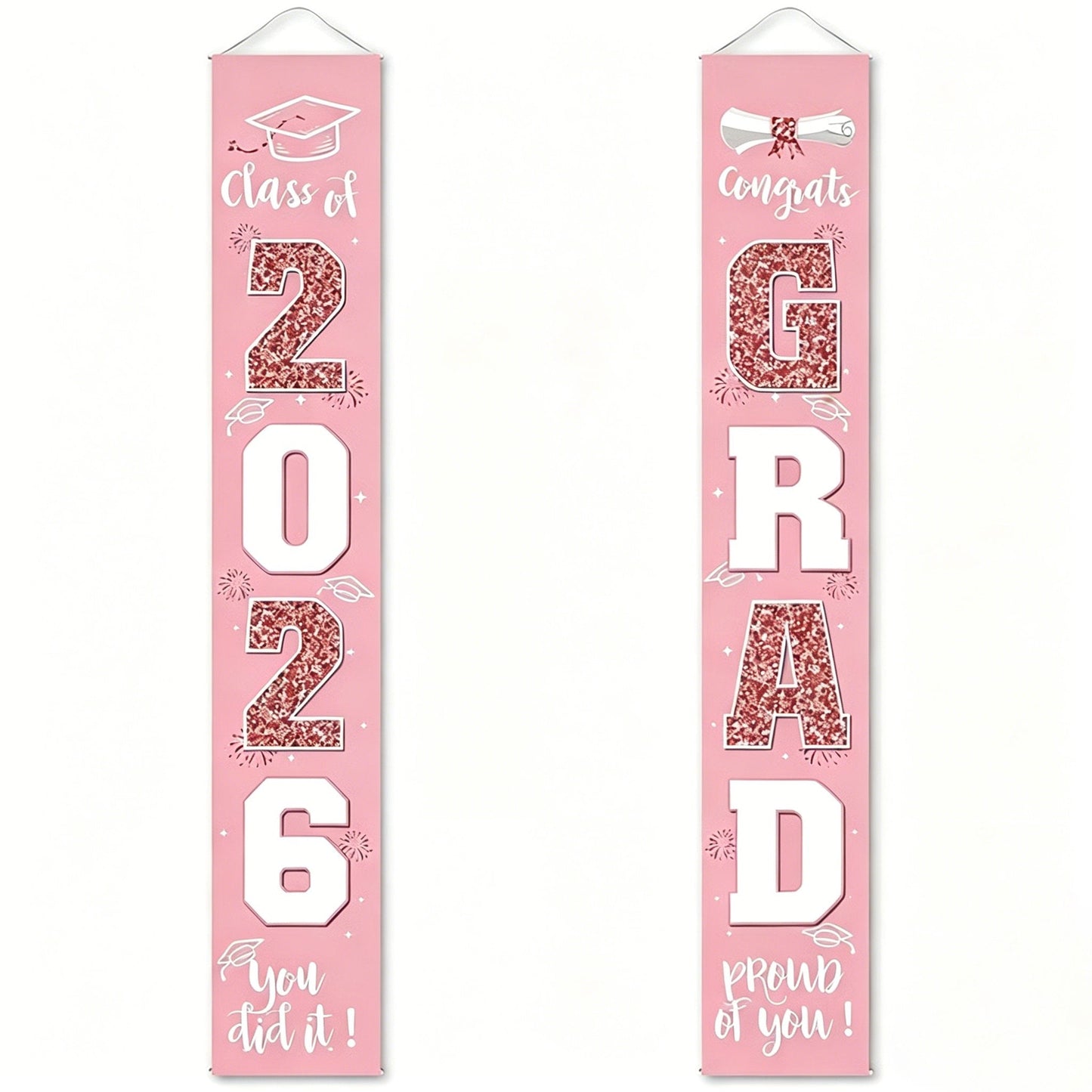 üéìClass of 2026 Graduation Banner 11.8" x 70.87" | Congrats Grad Front Door Porch Decor for Graduation Party (‚ú®Set of 2)