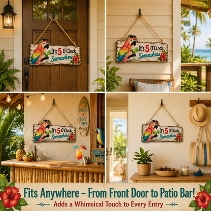 It's 5 O'Clock Somewhere Parrot wall art ü¶ú‚Äì Tropical Patio Wall Decoüçπ