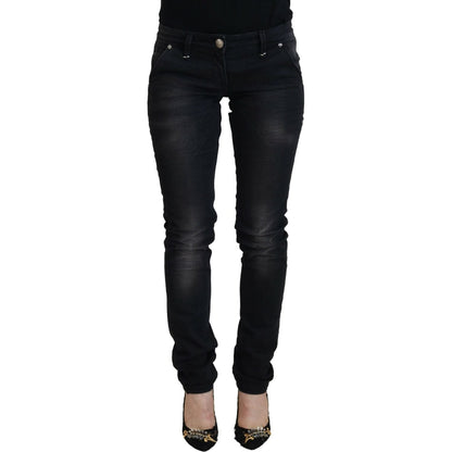 Acht Black Washed Cotton Skinny Women Casual Denim Jeans