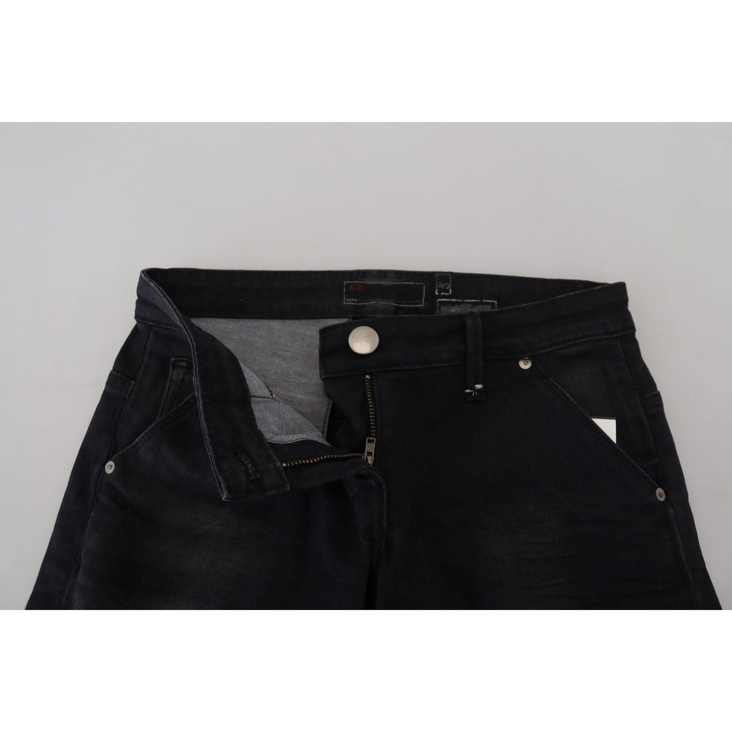Acht Black Washed Cotton Skinny Women Casual Denim Jeans