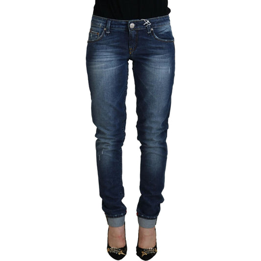 Acht Blue Washed Cotton Slim Fit Women Denim Jeans