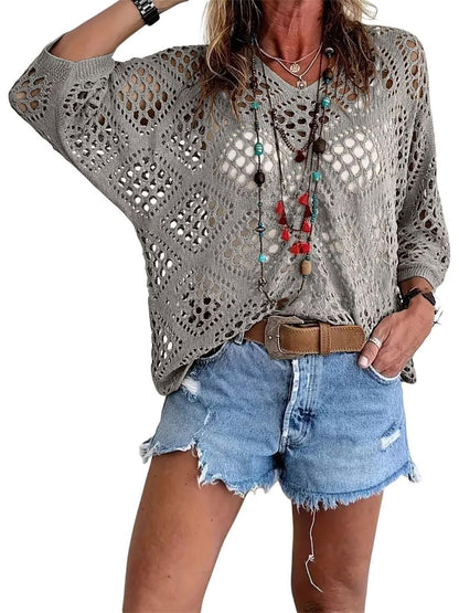 ? Handmade Crochet V‚ÄêNeck Boho Top | Apricot Summer Essential