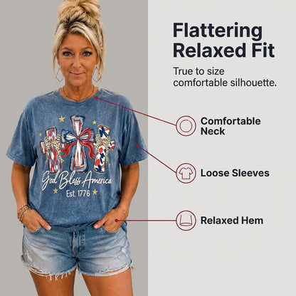 ‚≠ê God Bless America Women T-Shirt - Vintage 250th Anniversary USA Gift TeeüéÜ