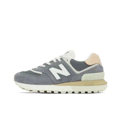 574 sneaker in Apollo Grey with white N logo and tan sole