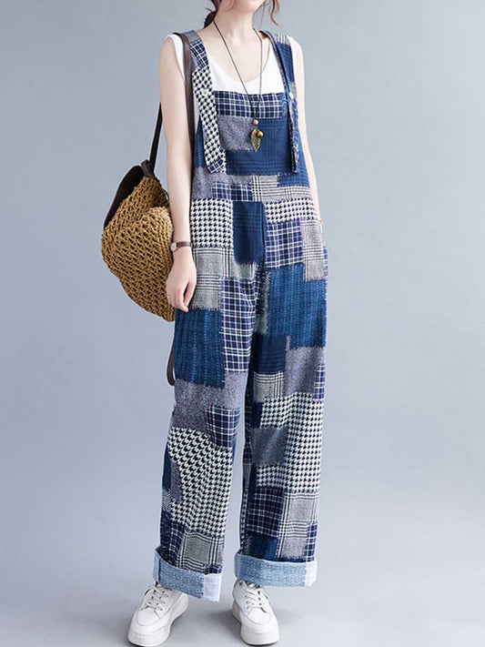 Patchwork Denim Overalls - Relaxed Fit & Stylish | Eva Trends
