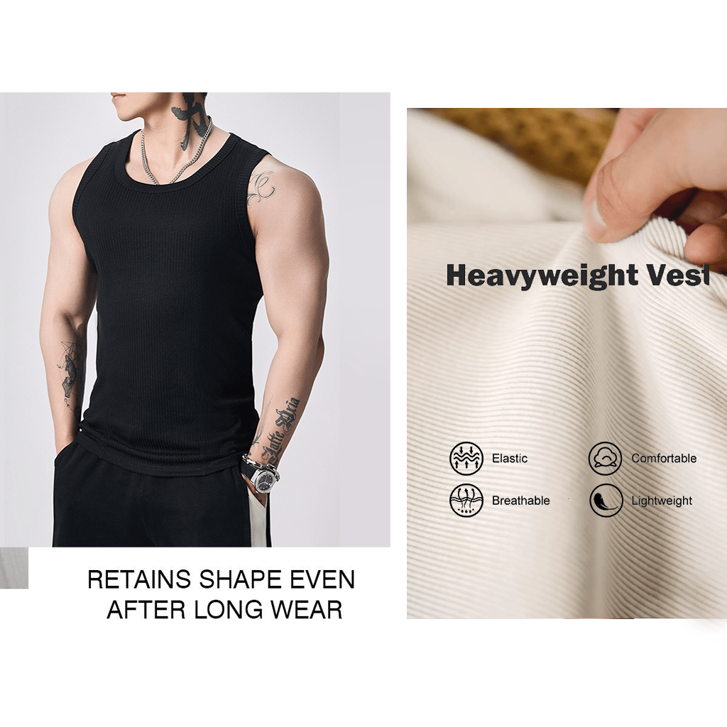 üî•Men's  Wide Strap Ribbed Tank Top