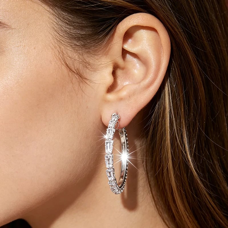 üíé ‚ú® Women's Sparkling CZ Hoop Earrings ‚Äì Micro-Paved, Lightweight Copper & Bold Design ‚Äì Elegant, Versatile & Perfect Gift üí´