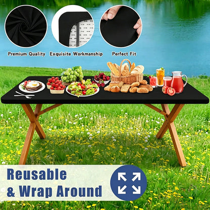 üçñStretch Fabric Table Top Cap Cover ‚Äì Elastic Edge, Waterproof & Reusable