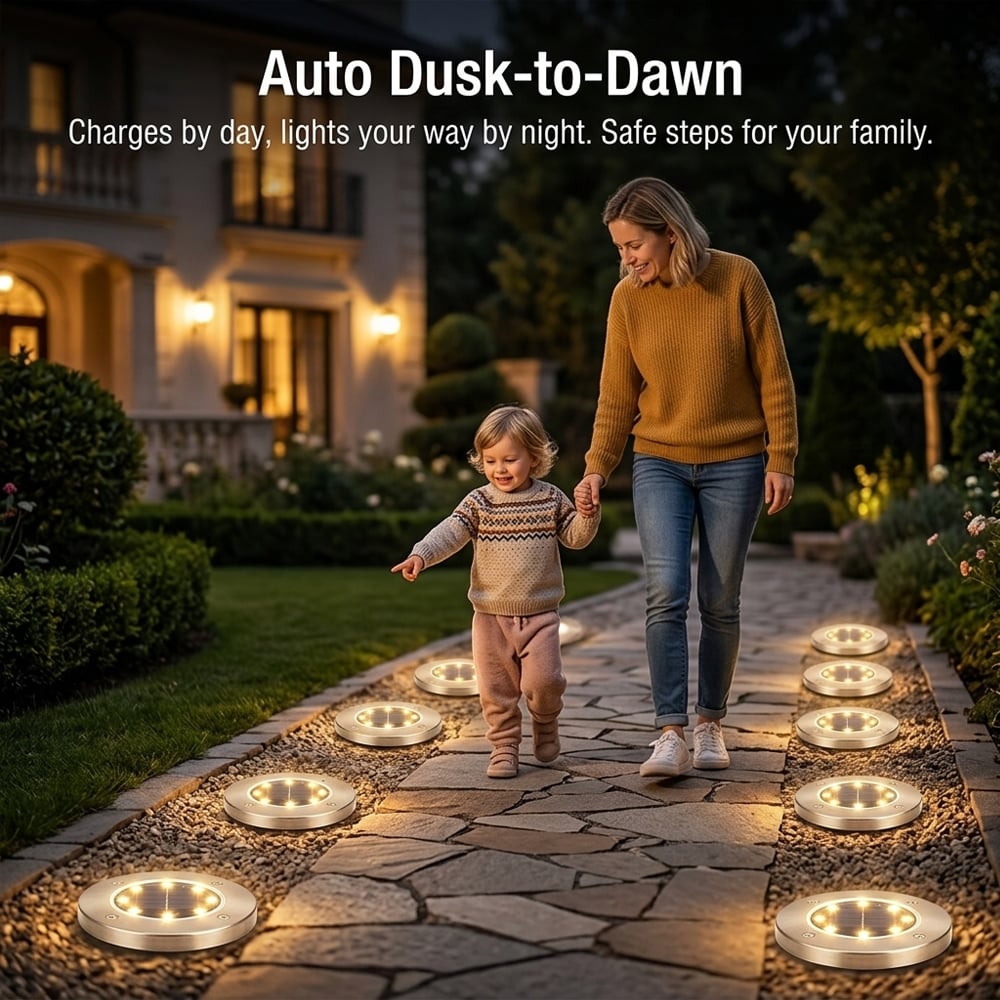 ‚òÄÔ∏è Solar Powered 8-LED Ground Lights | Outdoor Pathway Lighting