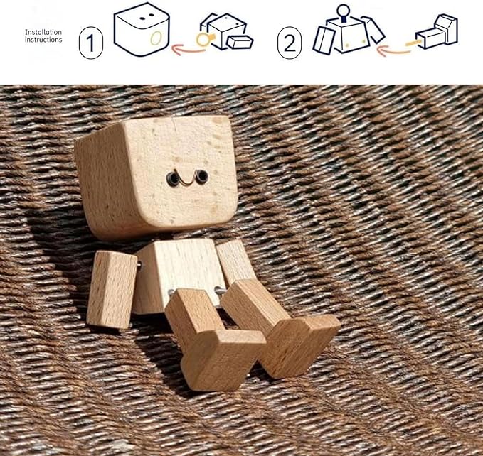 üî•Charming Little Wooden Figure That Sways with 12PCS Magnetic Expressions