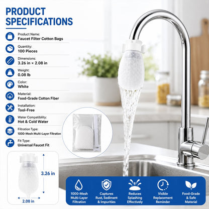 ‚ú®Faucet Filter Cotton Bags - Universal, 100 PCS Splash-Proof Faucet Filter Set