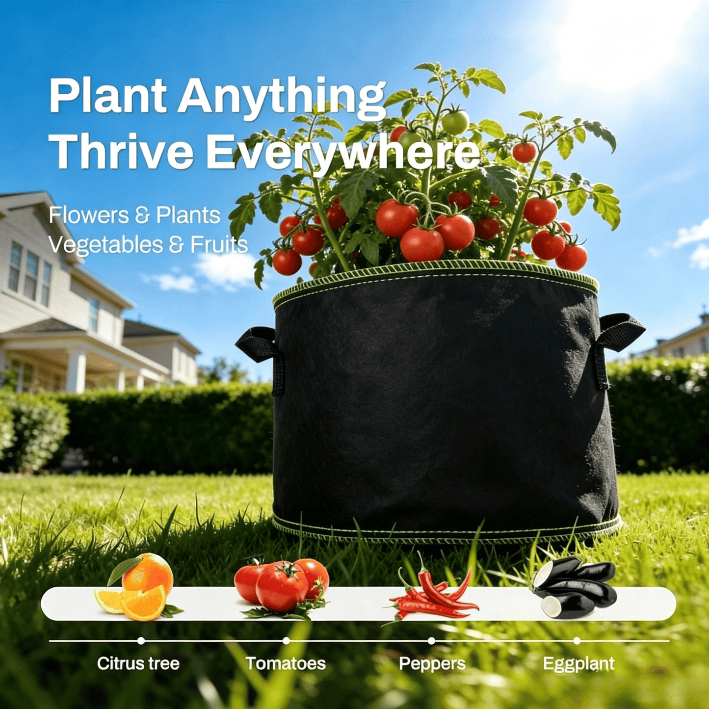 üå± 5-Pack 5 Gallon Grow Bags ‚Äì Heavy Duty Aeration Fabric Pots with Handles for Vegetables, Flowers & Fruits ü™¥