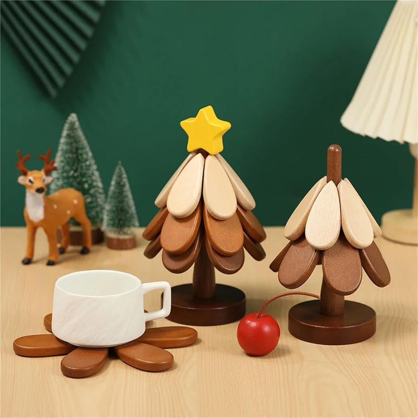 ü™µ Solid Wood Heat Resistant, Protect Table From Scalding - Tree Shaped Foldable Wooden TrivetüéÑ