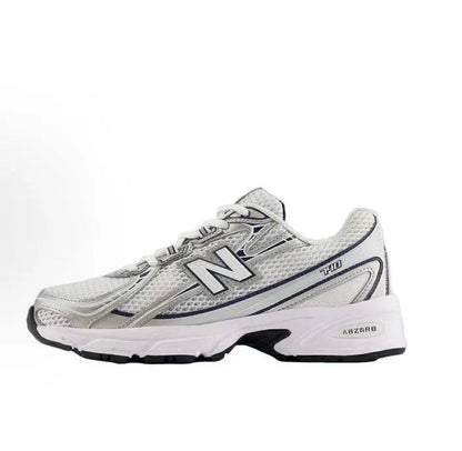New Balance 740 running shoe in light grey with navy accents and N logo