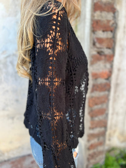 üèÜFlash Sale‚ö° 50K+ SOLD! Almost Gone-üí•Cutout Embroidered V-Neck Button Long Sleeve Top,Best gifts