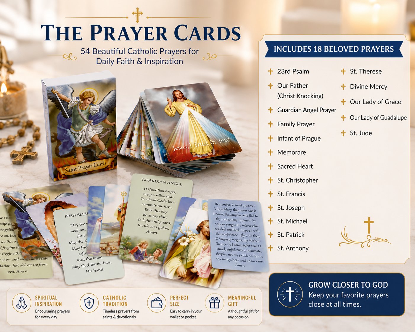 ‚úùÔ∏è Catholic Genuine Leather Holy Card Holder ‚Äì Pocket Prayer Card Organizer with Snap Closure