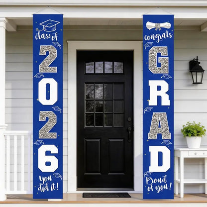 üéìClass of 2026 Graduation Banner 11.8" x 70.87" | Congrats Grad Front Door Porch Decor for Graduation Party (‚ú®Set of 2)