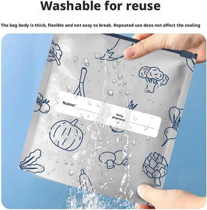 üéÅüî•10-Pack Reusable Foil Vacuum Zipper Sealable Storage Bags Labelled Fridge Order Relief