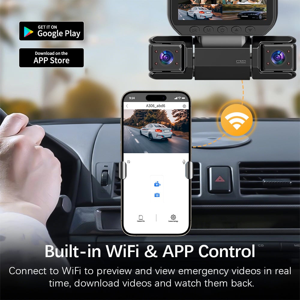 Dailyardtool¬Æ 360¬∞ Car DVR WiFi 4Channels Dash Cam Video Recorder