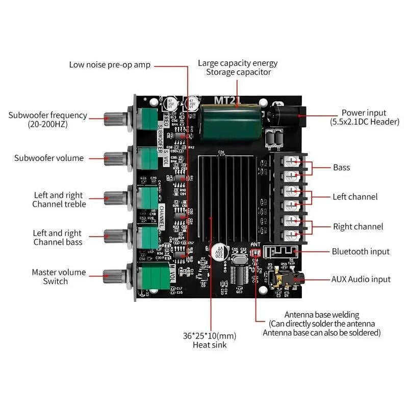 üî• 2.1 Channel Bluetooth Audio Receiver Power Amplifier Moduleüîä