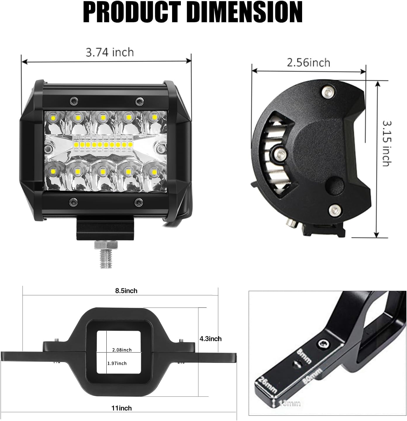 Dailyardtool¬Æ 2pcs 4 Inch LED Pods with Tow Hitch Mounting Brackets
