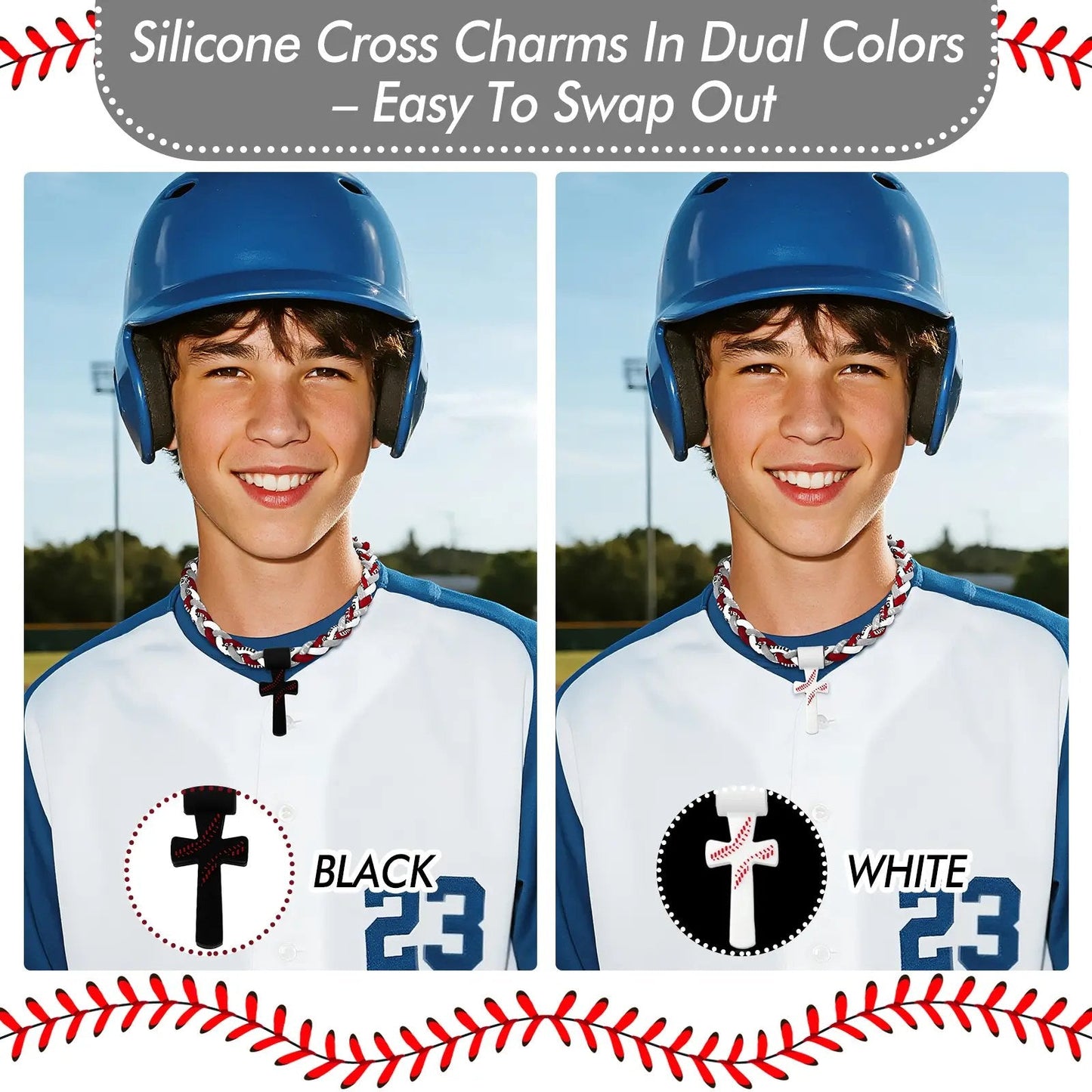 ‚úùÔ∏è‚öæTriple-Rope Tornado Baseball Necklace ‚Äì Cross Charm Pendant with "I CAN DO ALL THINGS PHL4:13"