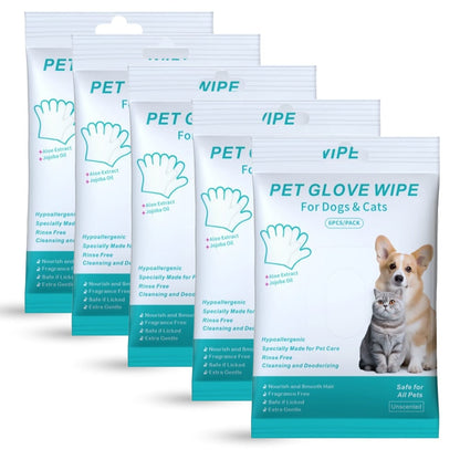 üî•Rinse-Free Dog Shampoo Mitts ‚Äì Hypoallergenic Pet Bath Wipes, 6 Packs