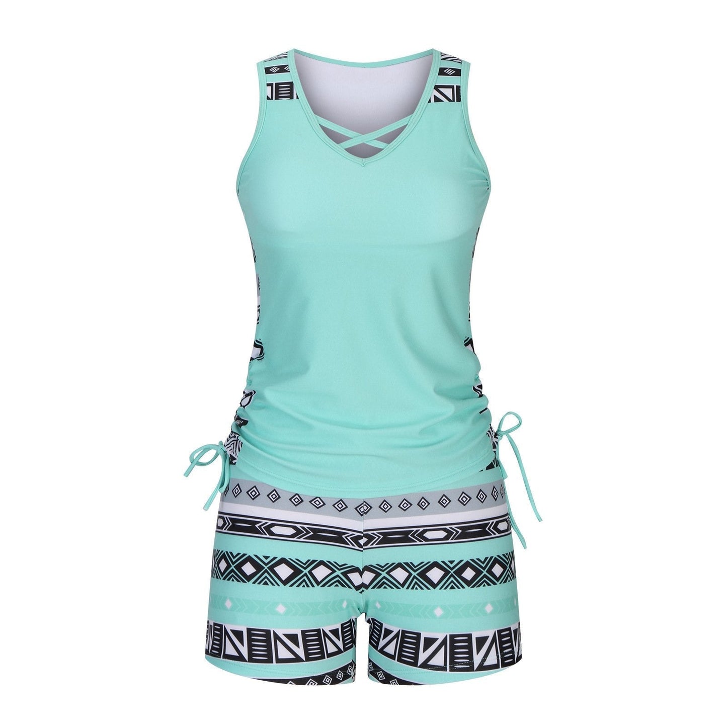 Women's Tummy Control Tankini Set with Built-In Bra ‚Äì Flattering Boho Swimwear with Shortsüíù