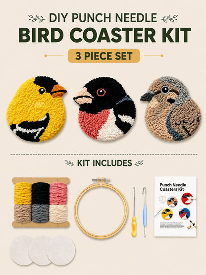 üßµBeginner-Friendlyüê¶DIY Bird Coasters Punch Needle Kit
