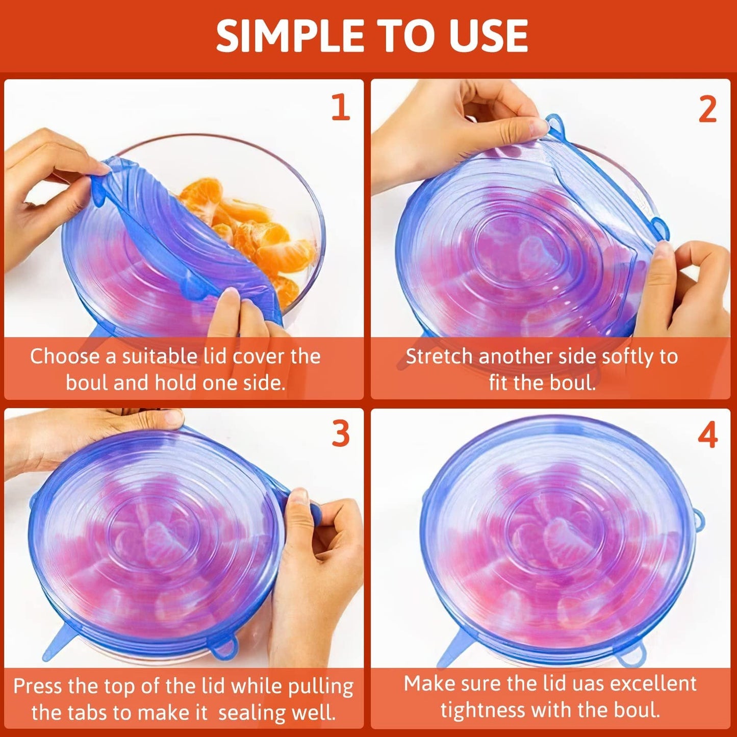 Silicone Cover Stretch Lids Reusable Airtight Food Wrap Covers