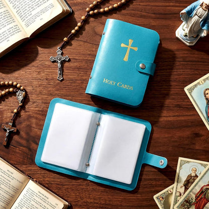 ‚úùÔ∏è Catholic Genuine Leather Holy Card Holder ‚Äì Pocket Prayer Card Organizer with Snap Closure