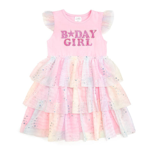 Birthday Girl Fairy Dust Short Sleeve Tutu Dress