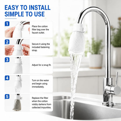 ‚ú®Faucet Filter Cotton Bags - Universal, 100 PCS Splash-Proof Faucet Filter Set