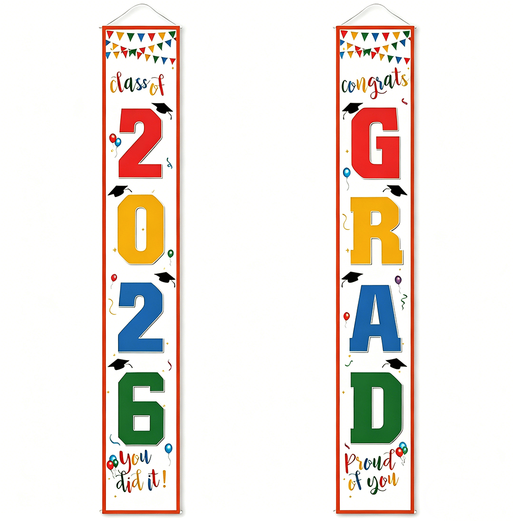 üéìClass of 2026 Graduation Banner 11.8" x 70.87" | Congrats Grad Front Door Porch Decor for Graduation Party (‚ú®Set of 2)