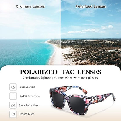 üï∂Ô∏è Polarized Fit Over Sunglasses for Women ‚Äì UV400 Protection Floral Frame Wear Over Prescription Glasses
